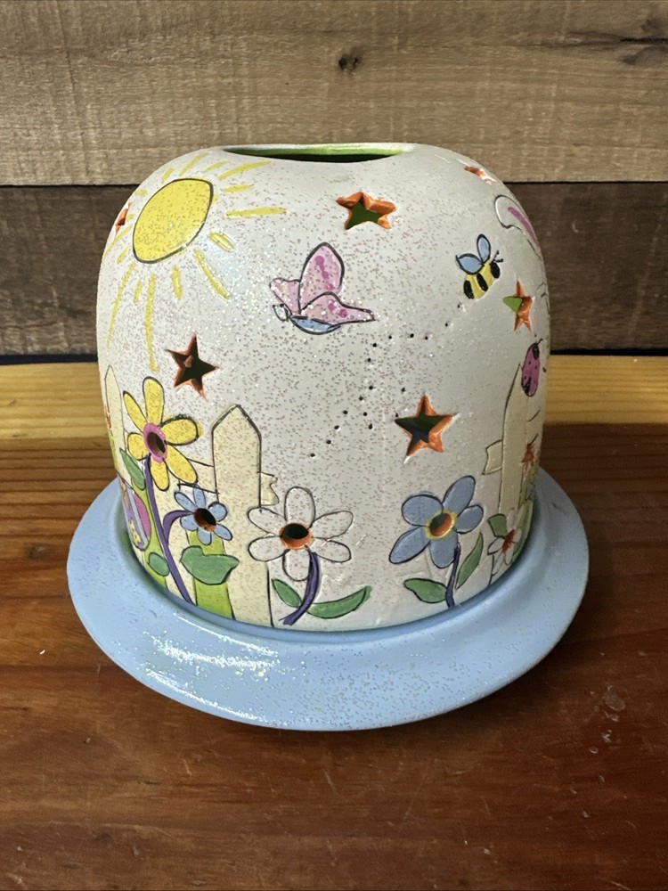 Vintage Easter Bunny Spring Scene Dome Candle Holder