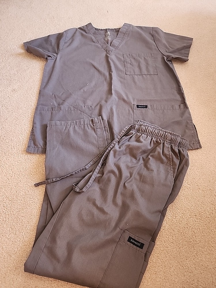 Womens Dagacci Grey Gray Scrub Set Size Small