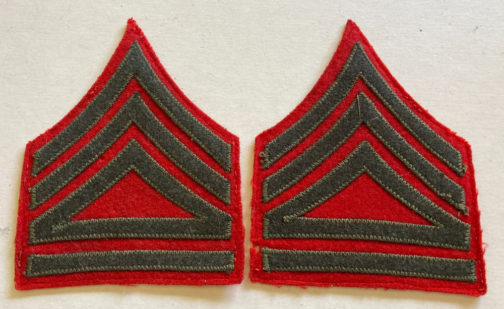 WW2 USMC US Marine Corps Technical Sergeant Stripes Chevrons Rank Patches