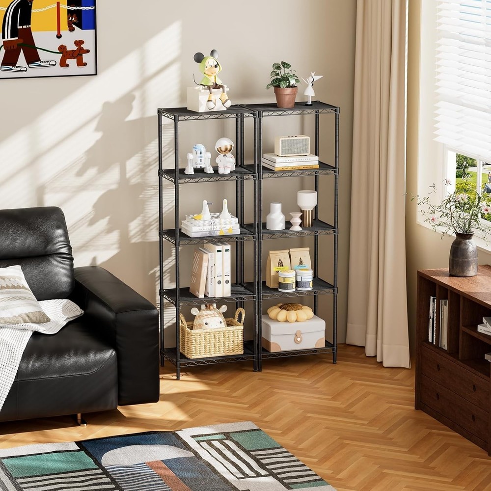 Narrow 5-Tier Adjustable Storage Rack for Laundry and Bathroom Organization