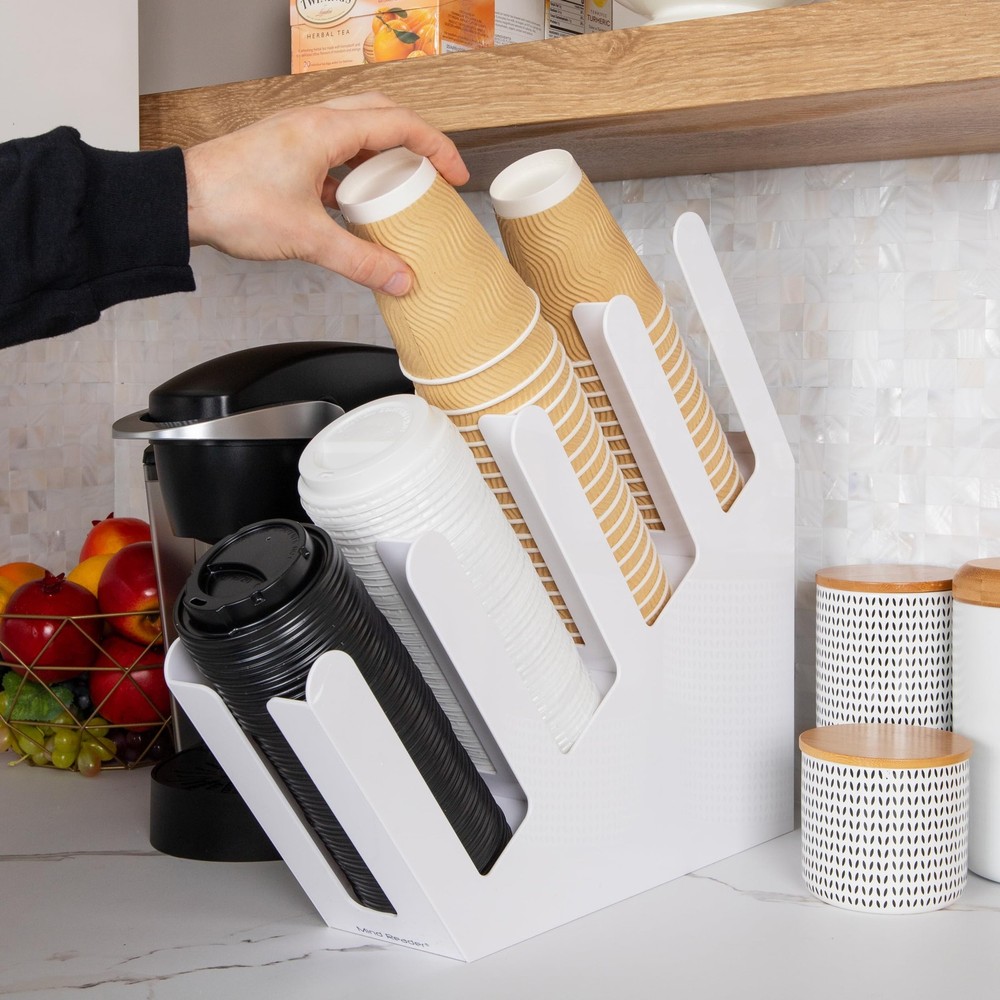 Mind Reader Cup & Lid Dispenser, Countertop Organizer for Coffee Bar, Kitchen