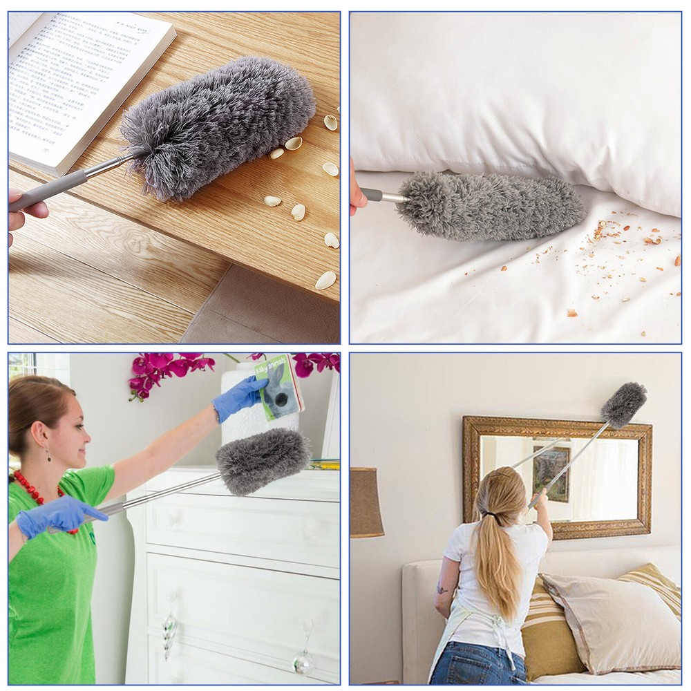 Microfiber Duster Soft Feather Dusting Brush Household Extendable Cleaning Tool