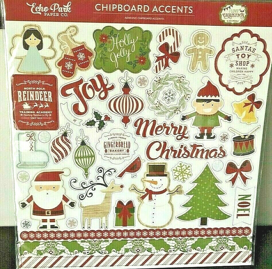 Echo Park 12"x 12" Chipboard Sticker sets~CHRISTMAS~U choose~ Quick Ship!