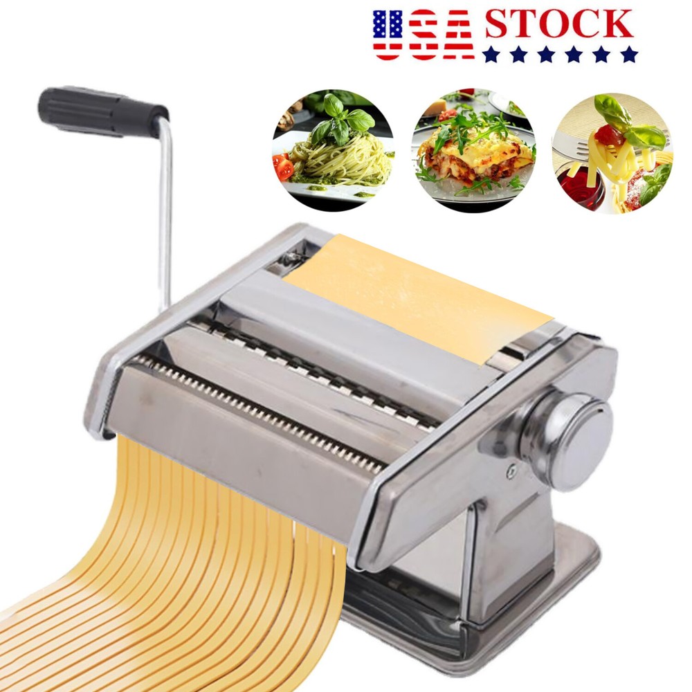 Stainless Fresh Pasta Maker Roller Machine for Spaghetti Noodle Kitchen Tool US