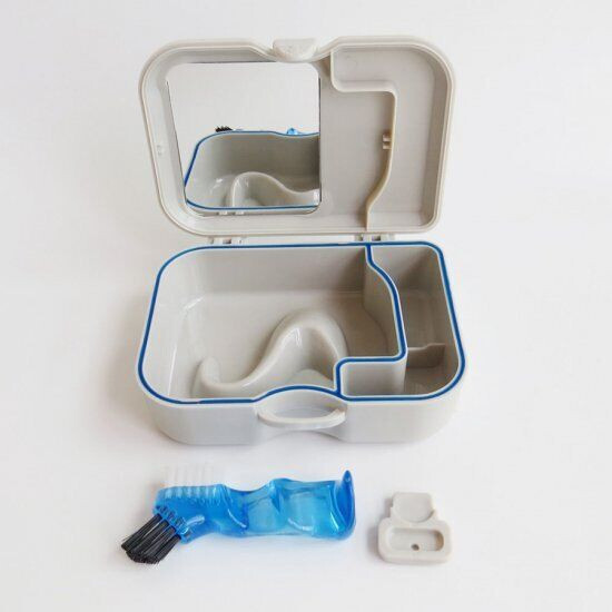 10Set Denture Appliance Case Container Case With Mirror +Clean Brush False Teeth