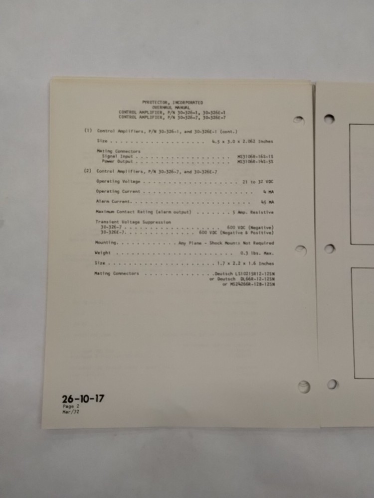 Pyrotector Incorporated Control Amplifiers Overhaul Manual-Original