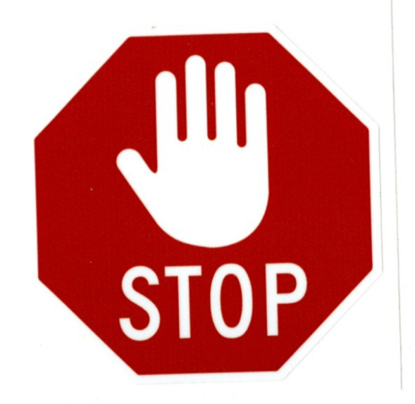 STOP HAND stickers | white vinyl | outdoor durable | decals