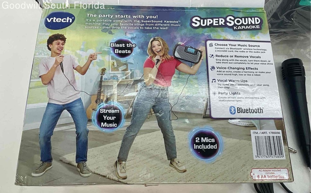 VTech Super Sound Black Bluetooth Dual Microphones Karaoke Machine System