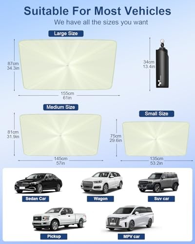 ???? ???????? Car Windshield Sun Shade Umbrella Medium(57"L ×32“W)