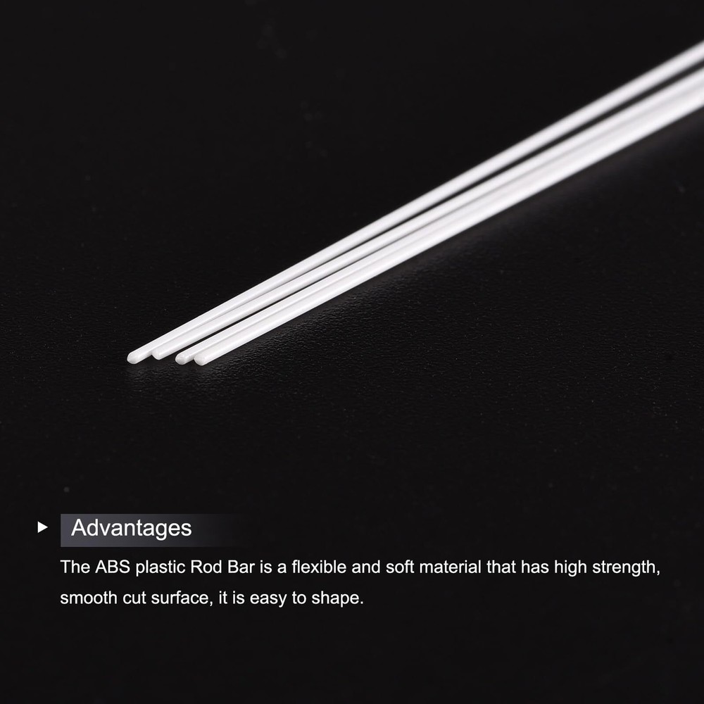 ABS Plastic Rod Round Solid Bar 1mm x 250mm for DIY Model Material Architectu...