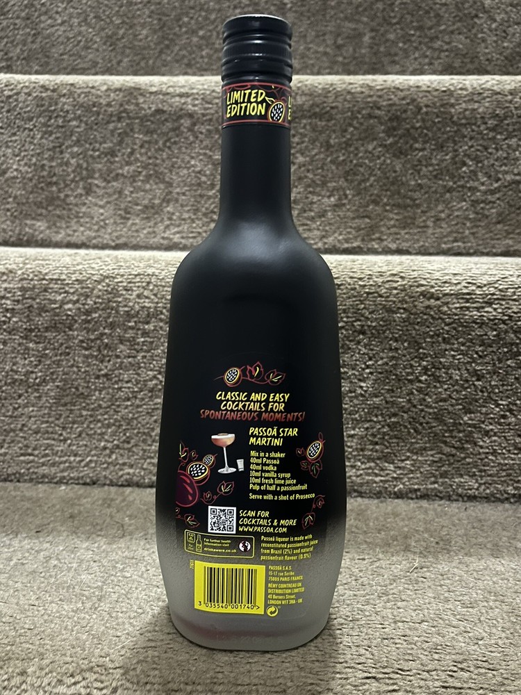 Passoa Passion Fruit Liqueur - Empty Glass Bottle - 700ml / 70cl - Upcycling