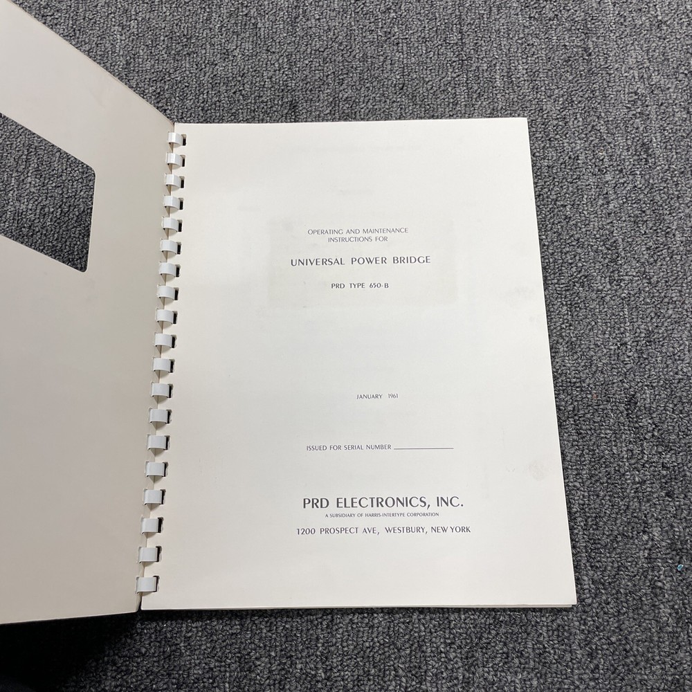 PRD Electronics Type 650-B Universal Power Bridge Operating Instruction 1961