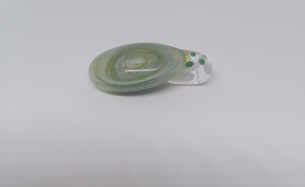 Hand Blown Glass Pendant Green Swirled