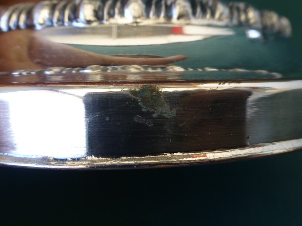 Two Antique Silver on Copper Candle Holders