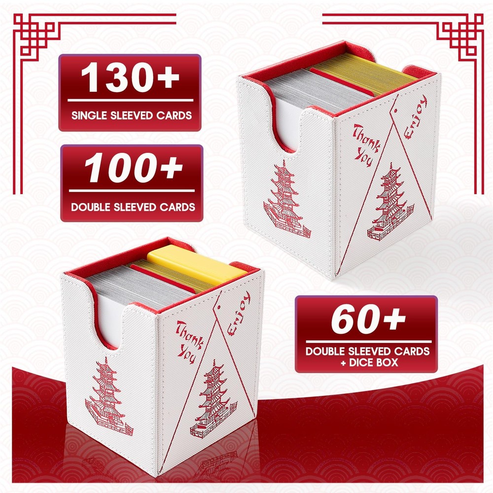 Venssu Chinese Takeout MTG Deck Box, Commander Deck Case Fits 100