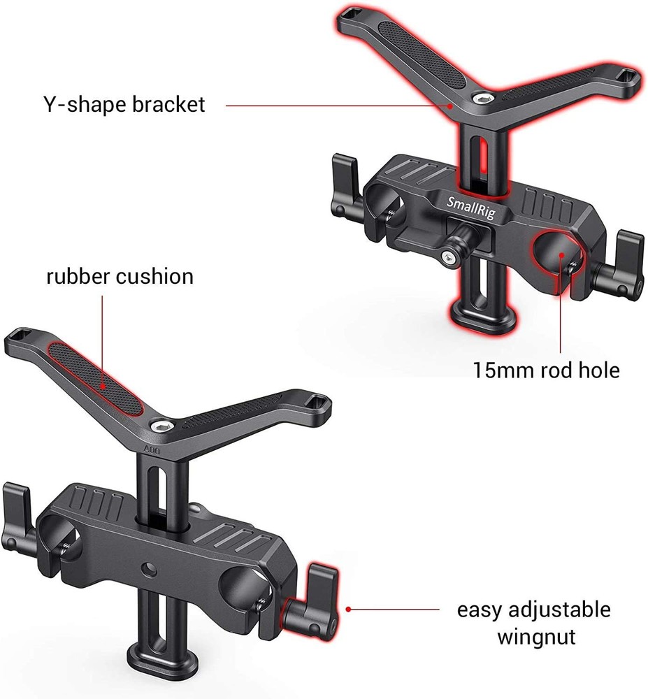 15mm Long Lens Support Bracket, Height Adjustable DSLR Camera Rig, BSL2681