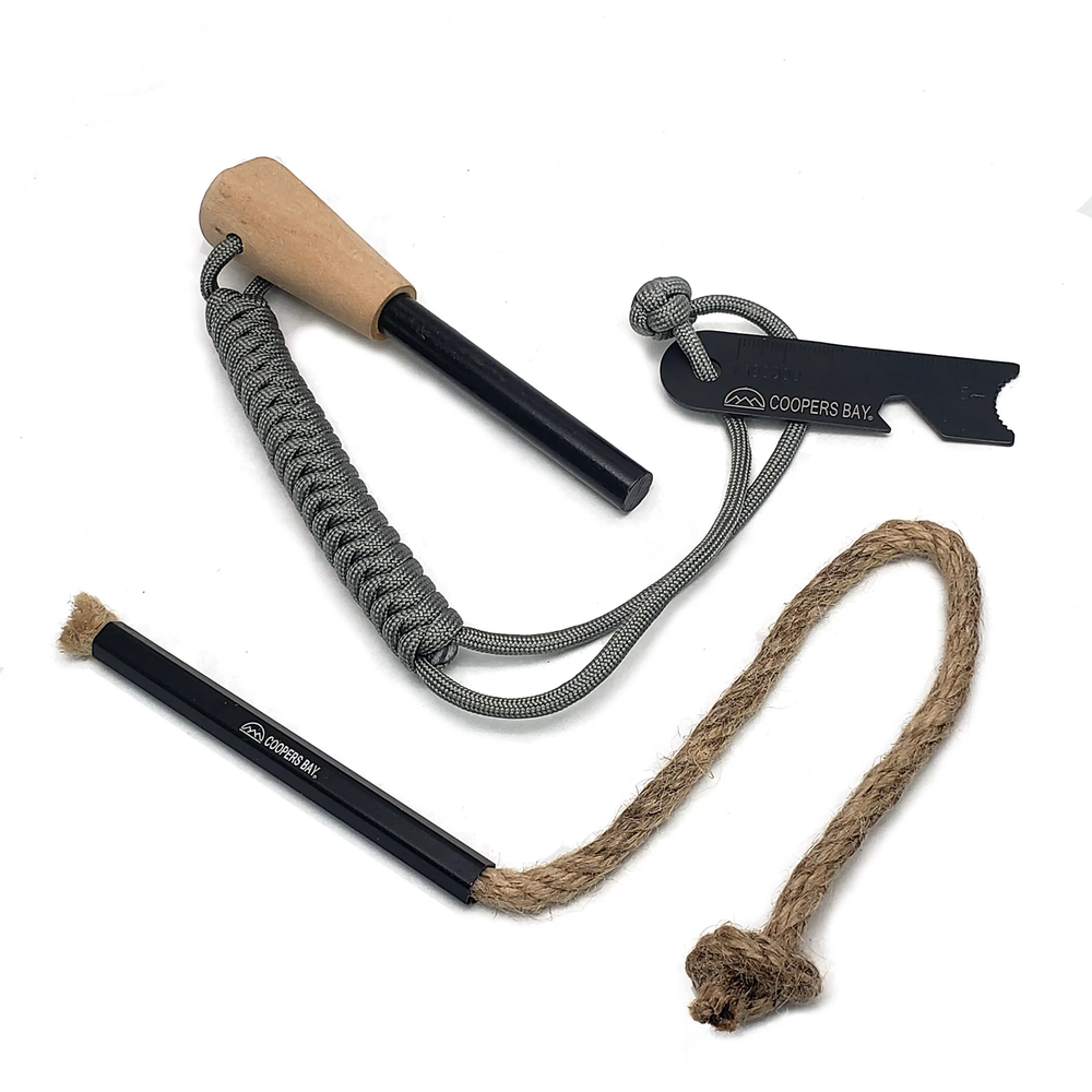 FireStorm-Plus Ferro Rod & Tinder - Firestarting Kit - Large 1/2" Diameter