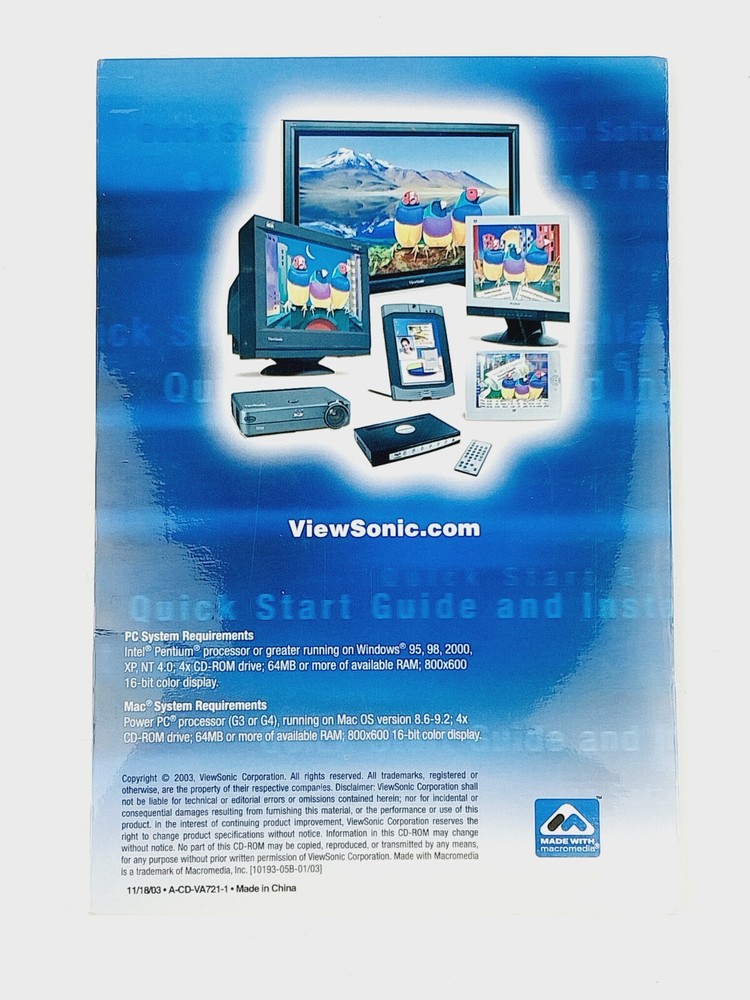 ViewSonic Wizard VA721 Quick Start Guide and Installation Software