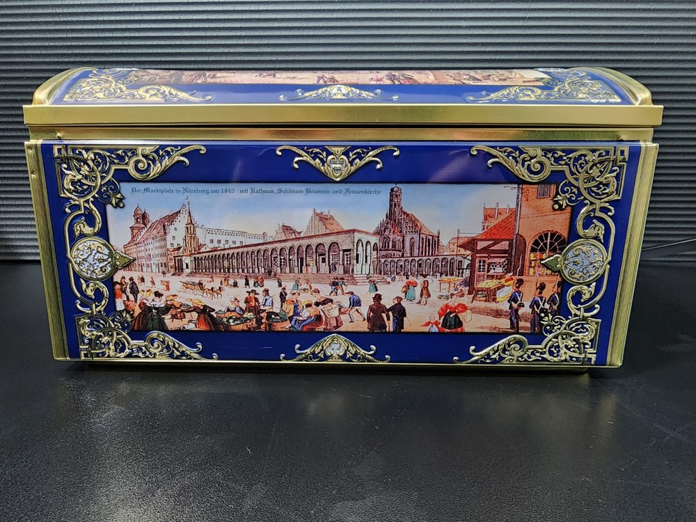 Lebkuchen-Schmidt Made in Germany Rounded Lid Tin Box Blue