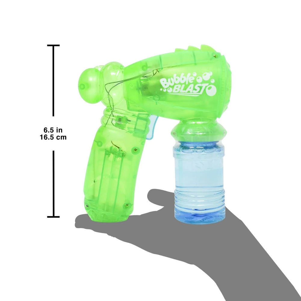 Play Day Light Up Bubble Blaster Toy Green + 4oz Solution | Flashing Lights | 3+