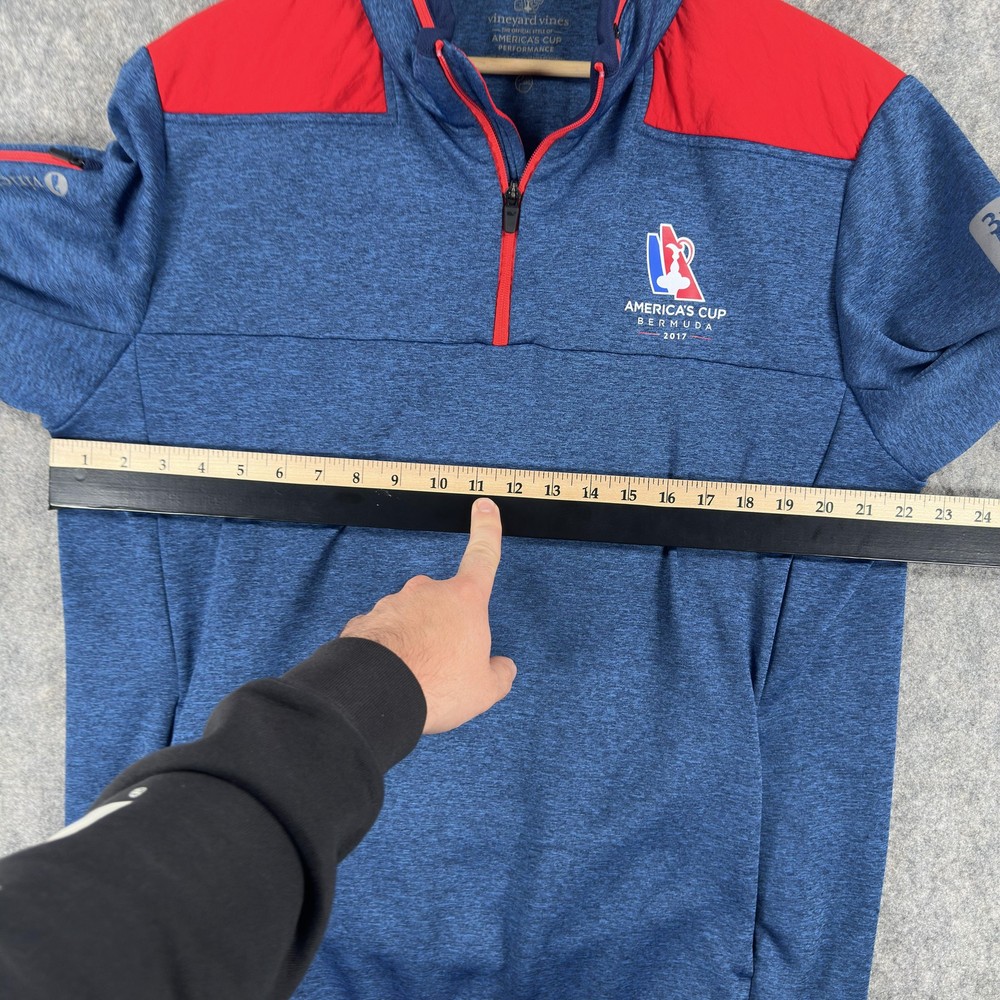 America's Cup Bermuda Quarter Zip Pullover Mens Large Blue Vineyard Vines 2017