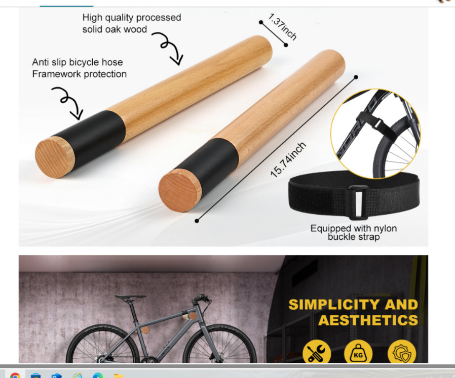 Moowski bike wall mount wood