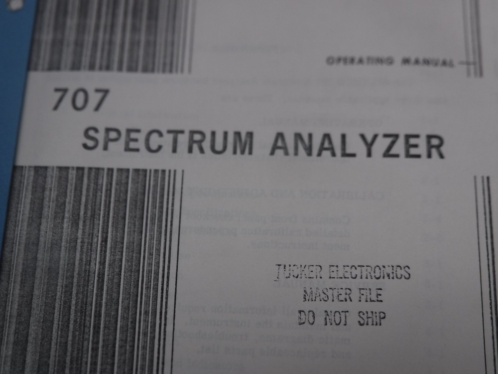 Ailtech 707 Spectrum Analyzer Operating Manual Rev A