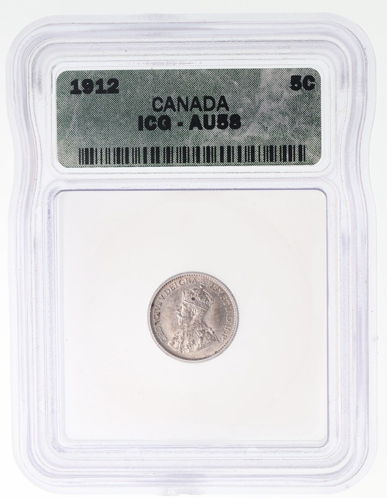 1912 Canada 5 Cents - ICG AU58 -