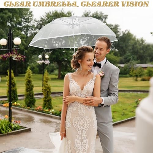 Pieces Clear Wedding Umbrellas with Foldable Storage Box Transparent Auto 60