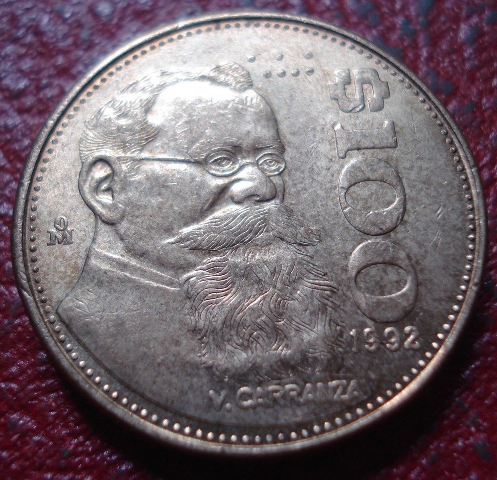 1992 MEXICO 100 PESOS IN AU CONDITION