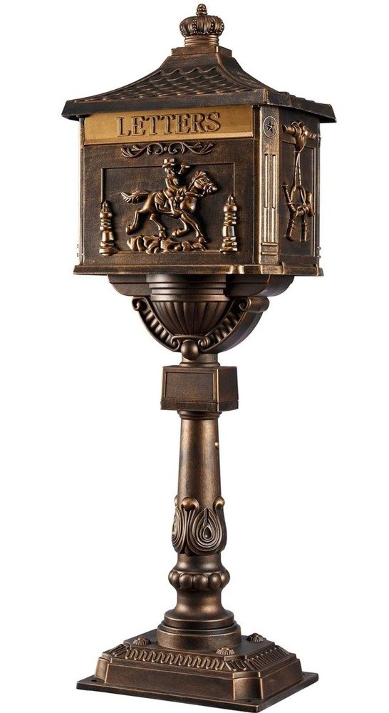 Mailbox Rustproof Cast Aluminum Locking Security Post Mount Mail Box, Large, ...