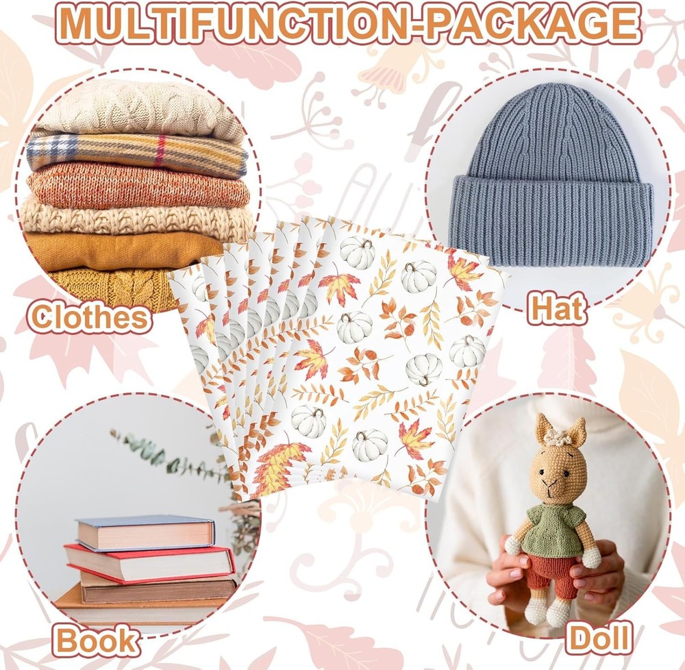 100Pcs Fall Poly Mailers 10 X 13 Inch Watercolor Pumpkin Pattern Envelope Mailer