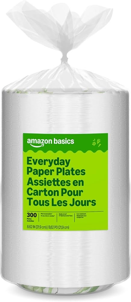 n Basics Everyday Disposable Paper Plates, 8.62 Inch, Microwave-Safe,