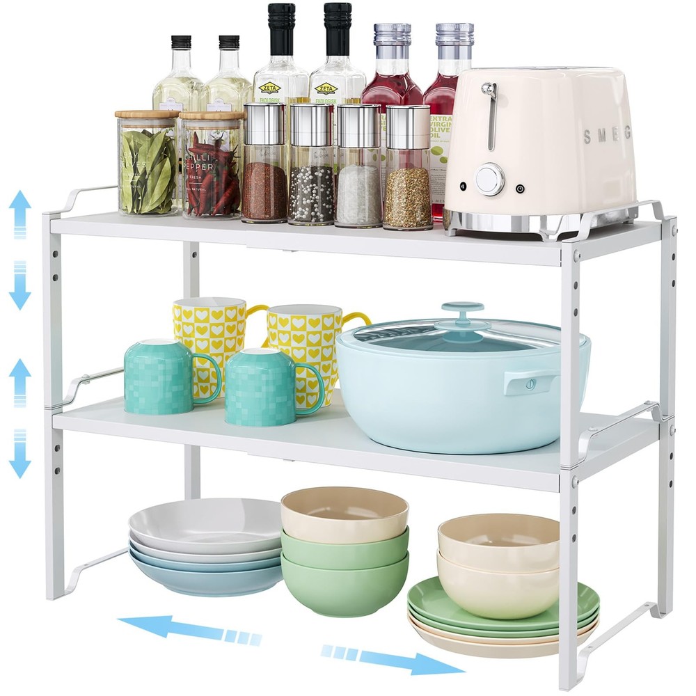 2 Pack 11” Width Expandable Kitchen 2 Pack: 11"D x 23.6"W x 8.7"H, White