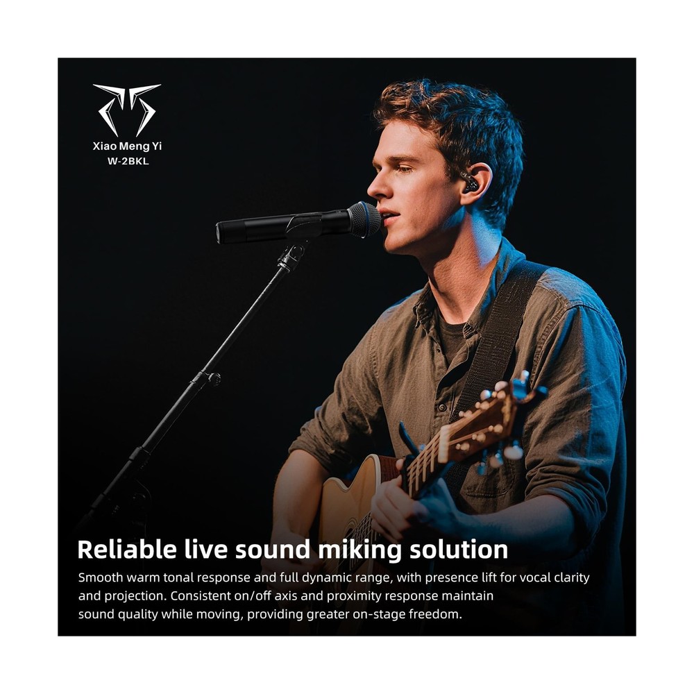 Dual Channel Wireless Microphone System, 2 Handheld Dynamic Mic, 200 UHF Freq...