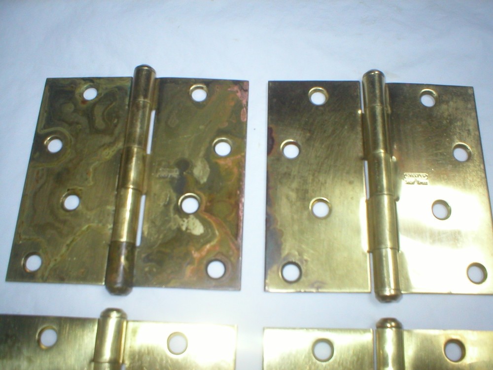 Vintage Stanley Solid Brass 4" Hinge Pair