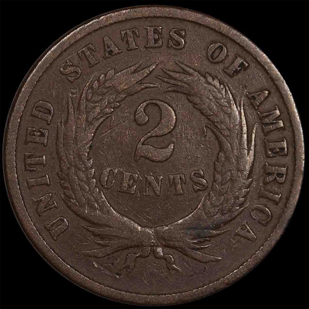 1871 2C Two Cent Piece Circulated Coin
