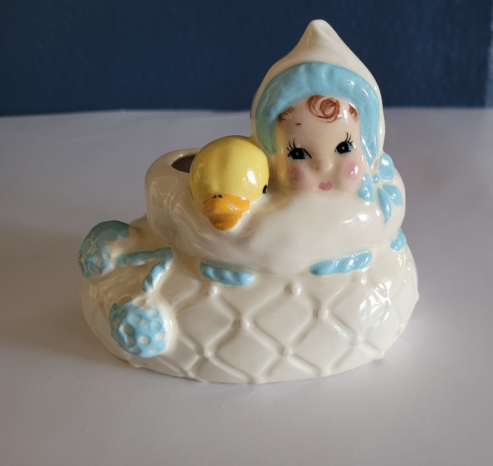 Vintage Baby And Duck Kitsch Boot Planter
