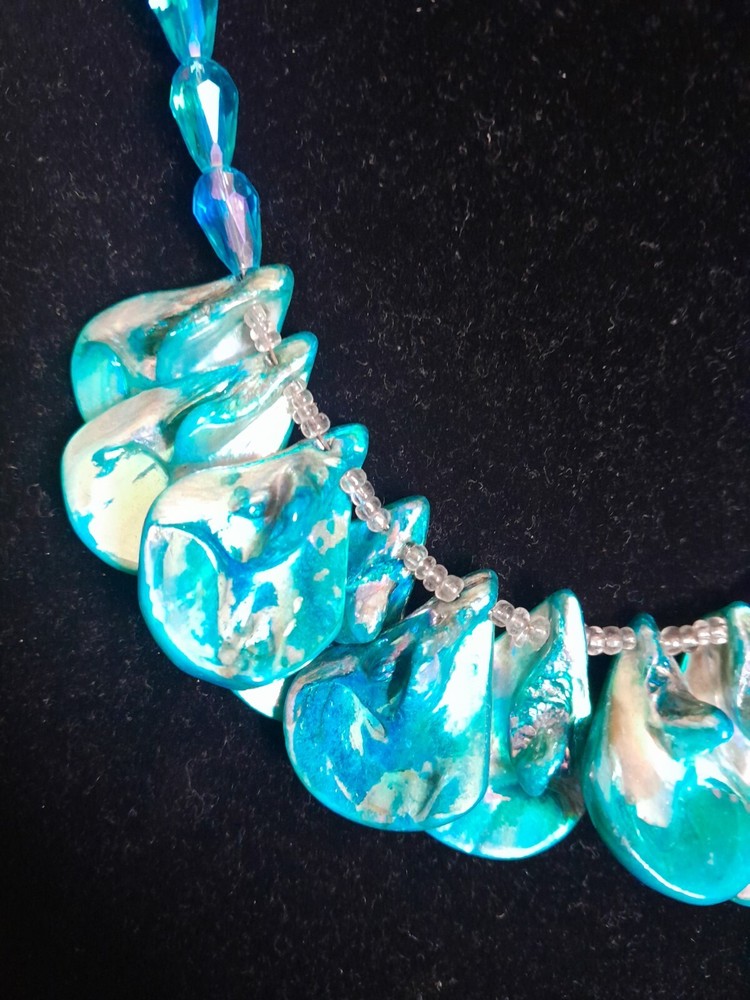 Acrylic Beads And Dye Shell Necklace Unmarked