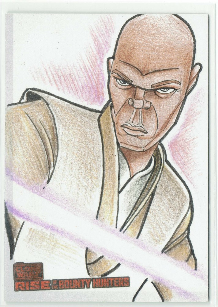 Star Wars Clone Wars Sketch Card Patrick Richard Samuel L. Jackson as Mace Windu