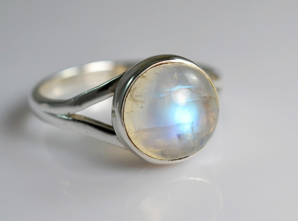 Rainbow Moonstone Gemstone 925 Sterling Silver Handmade Ring All Size