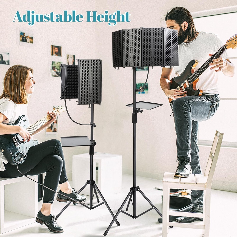 Microphone Stand With Isolation Shield,Recording Studio Equipment With Pop Fi...