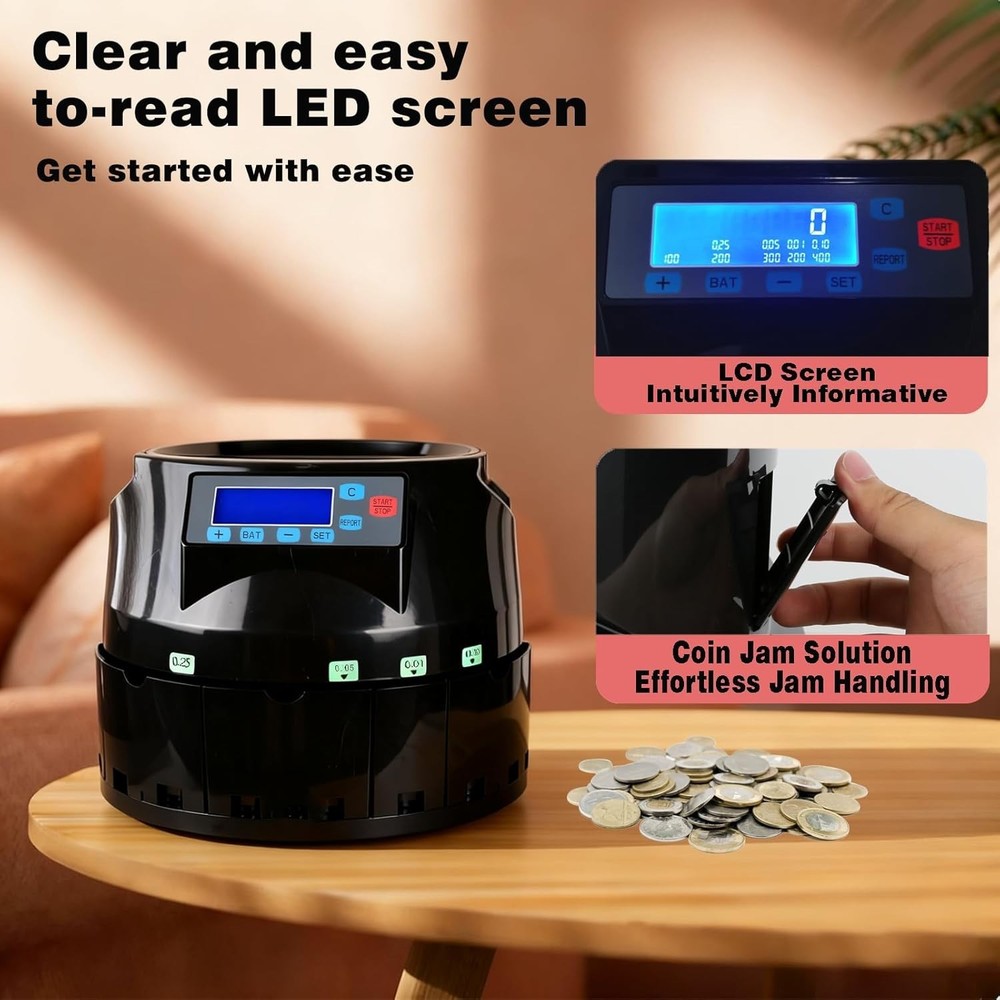 T9600A Professional USD Coin Counter, Sorter, Coin Counting Machine, Automatical
