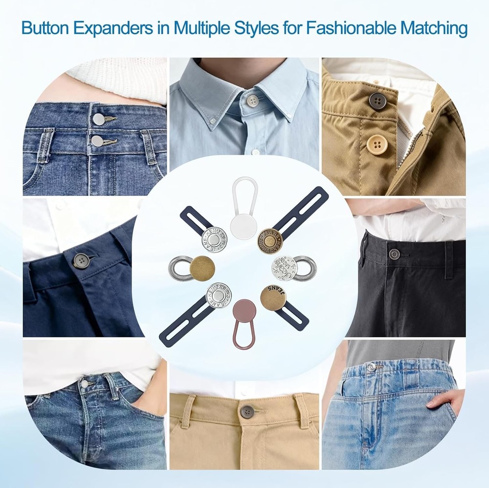 16 Pcs Button Extender for Jeans & Pants, Adjustable Pants Waist Button Extender