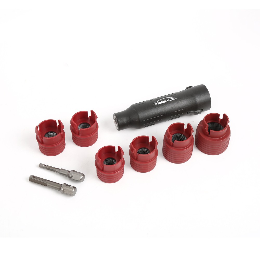1/4" Hex-1/2" Square Dr Wheel Stud Cleaner Tool Set for Removing Rust and Debris
