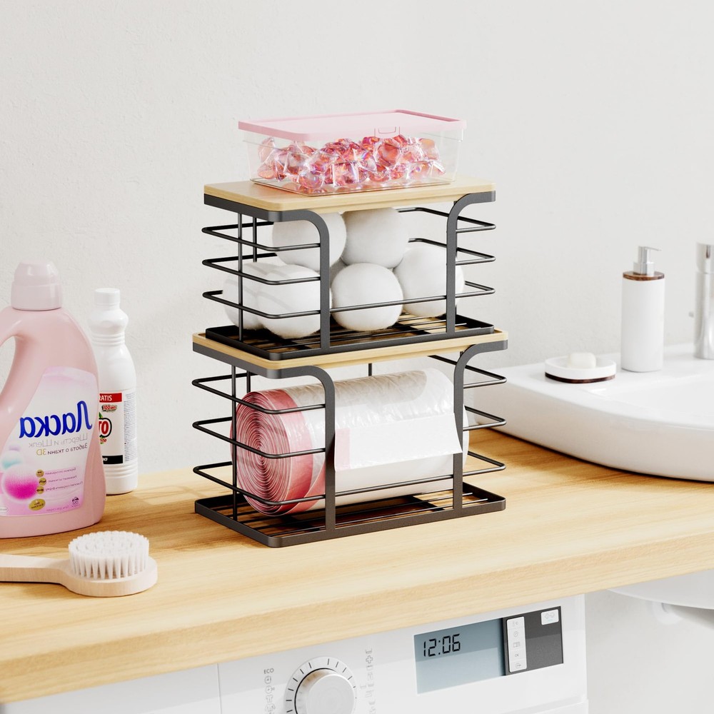 2 Pack Stackable Storage for Kitchen Laundry Pantry Organizers,Trash Bag Hold...