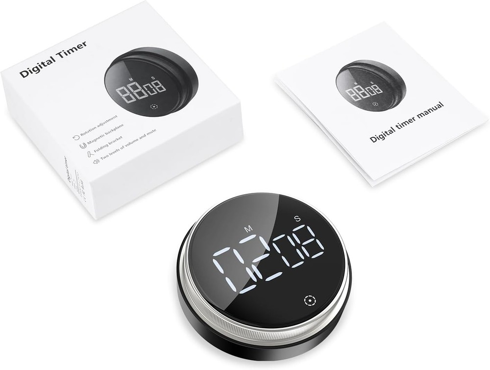 Digital Magnetic Timer LED Display Adjustable Volume Kitchen Office