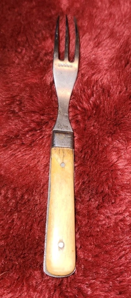 Vintage Bone Handle 3 Prong Tine Fork Primitive Utensil