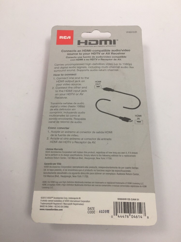 RCA VH6HHR HDMI Cable 6ft