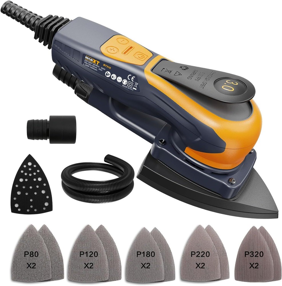 MAXXT 350W Mouse Sander, Low Vibration, Advanced Dust Collection for Woodworking